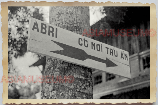 40s WW2 Vietnam HANOI ANTI JAPANESE WAR AIR RAID ROAD SIGN Vintage Photo 24055