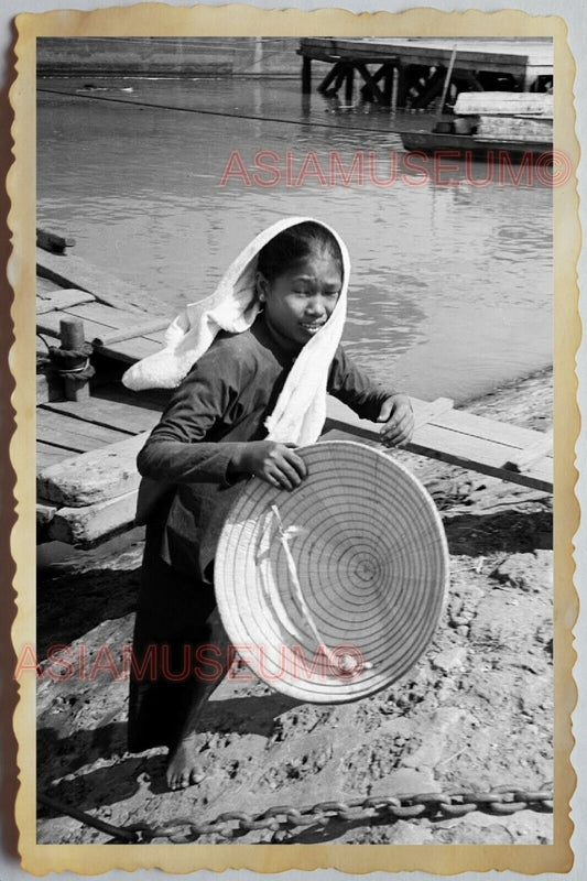 60s Vietnam War HO CHI MINH HANOI PIER BOAT GIRL YOUNG LADY Vintage Photo 1080