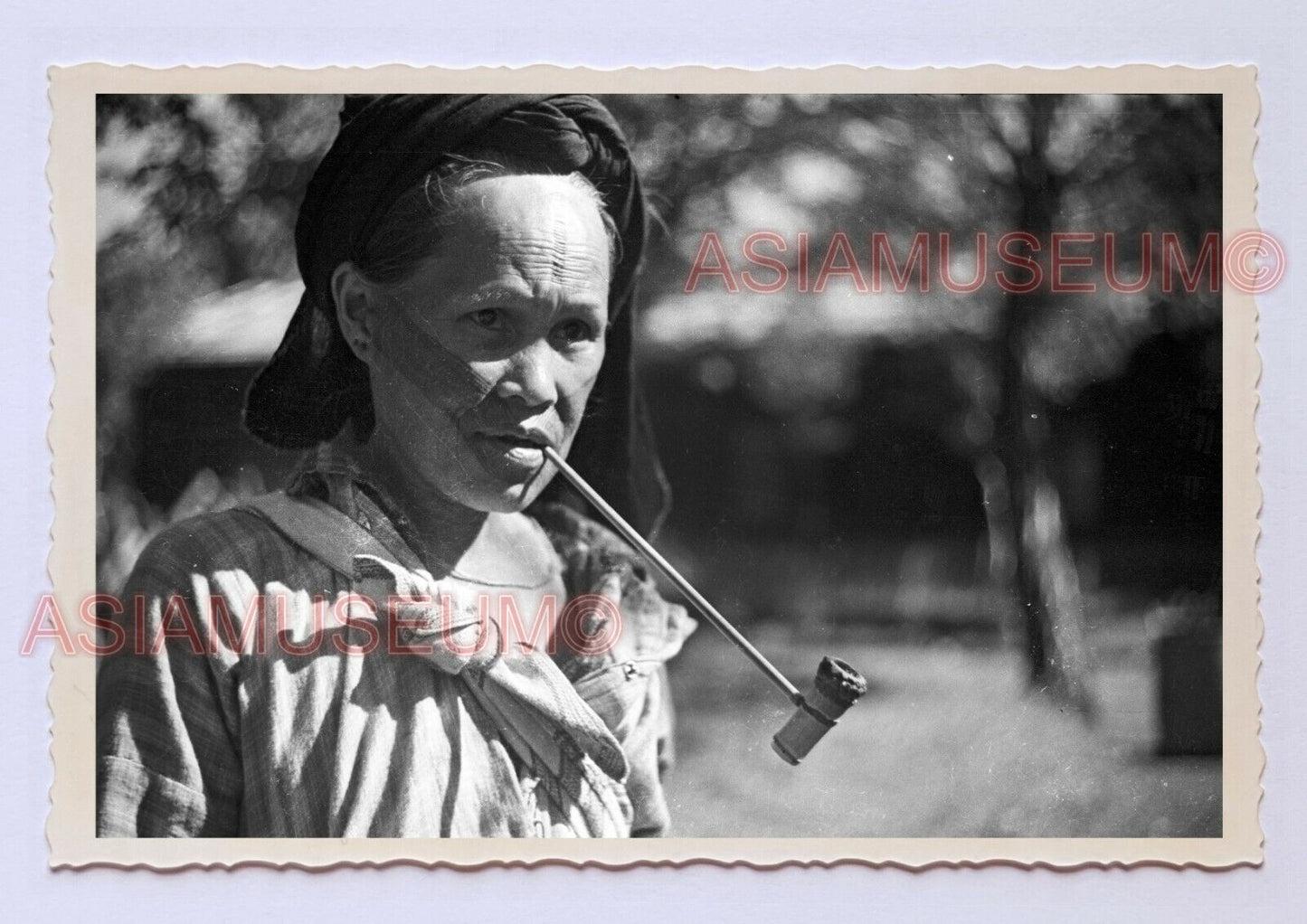 Women Alishan Native Tribe Tattoo Smoking Pipe Vintage Taiwan Photo 台湾老照片 #3753