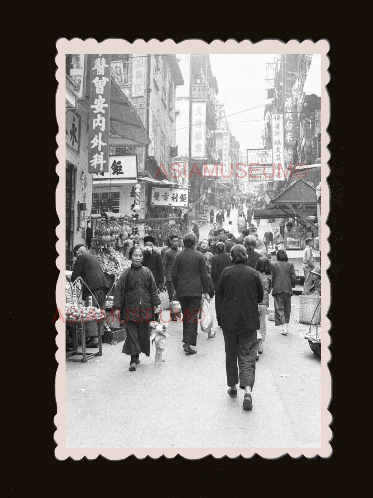 1940's Pottinger Street Steps Central Vintage B&W Hong Kong Photo 香港旧照片 #2102