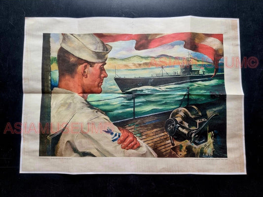 1943 WW2 USA NAVY MARINE BOAT COMPANY SAILOR FLAG SHIP US PROPAGANDA POSTER 561