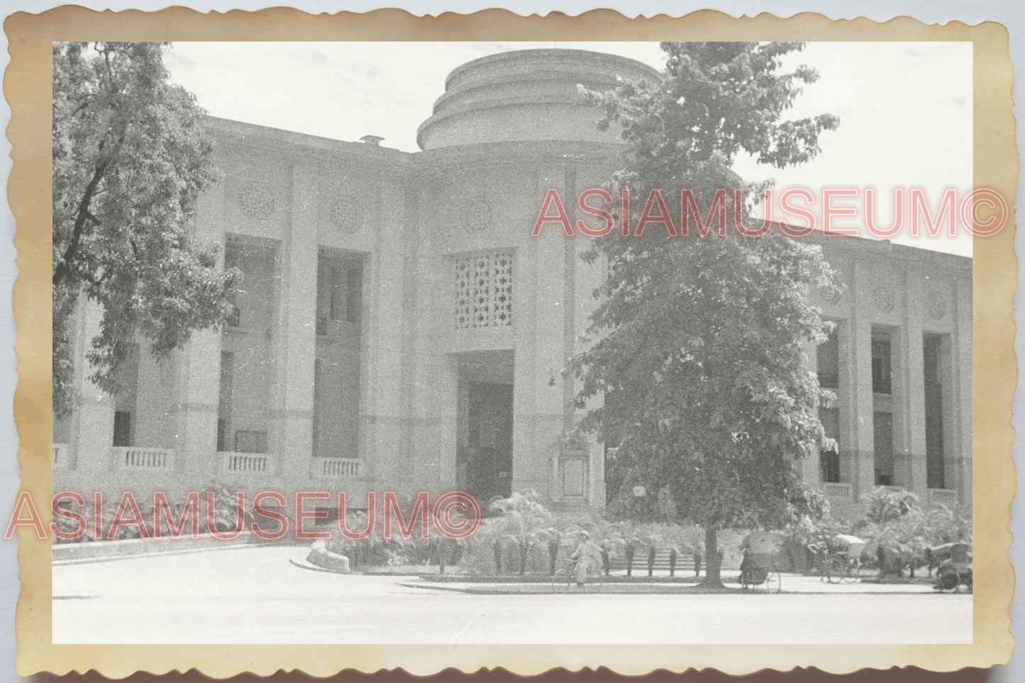 40s Vietnam HANOI STREET SCENE FRENCH COLONY BUILDING DESIGN Vintage Photo 04348