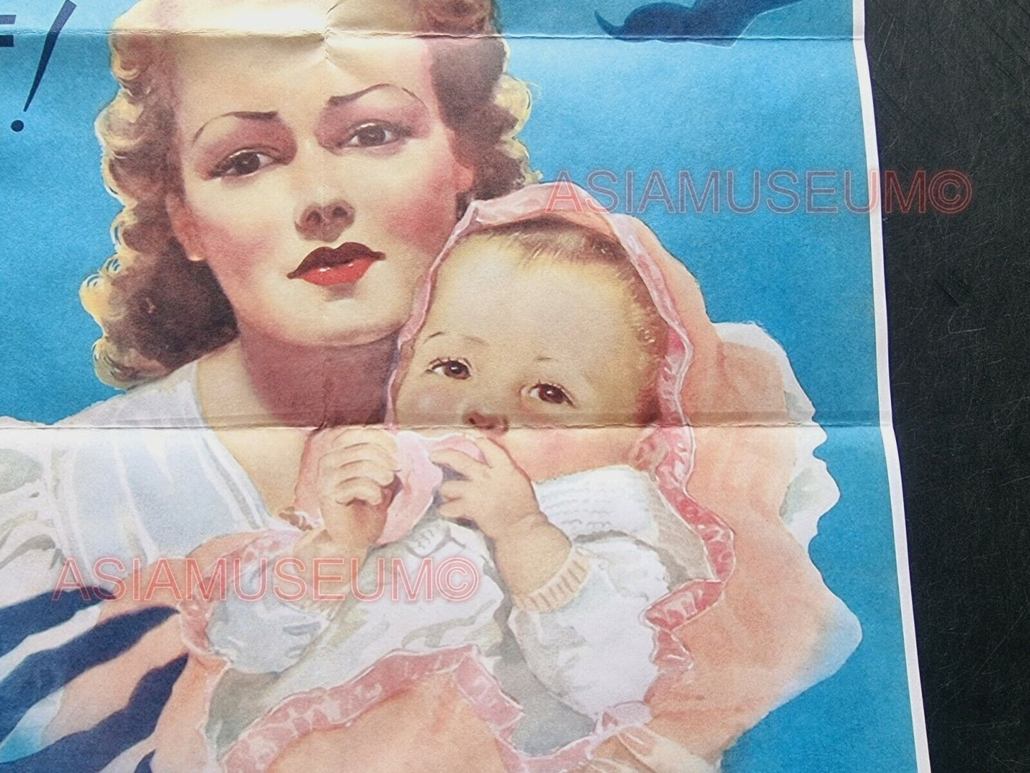 1943 WW2 AMERICA WOMEN BABY GIRL BUY WAR VICTORY BONDS JAPAN PROPAGANDA POSTER