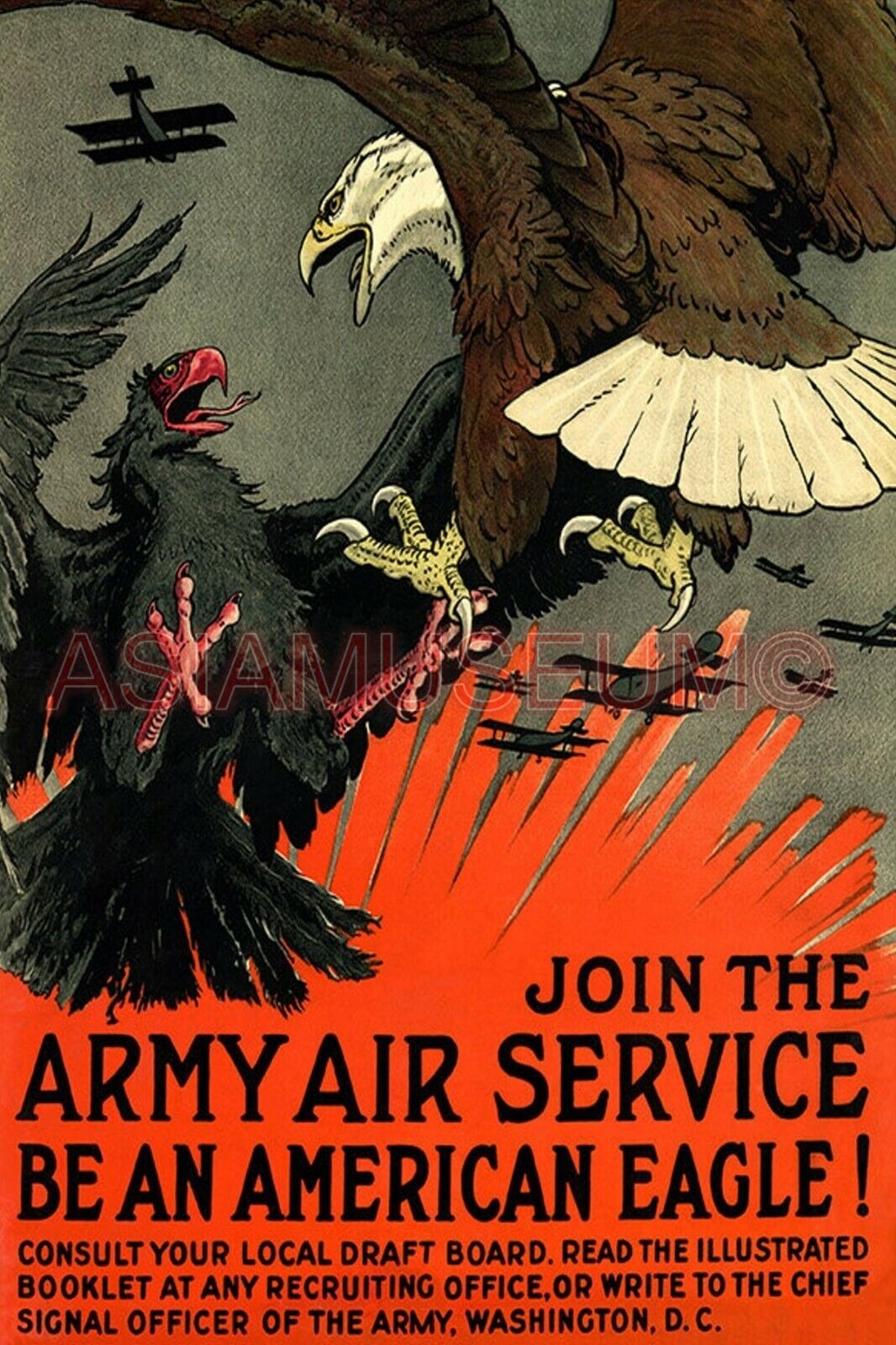 1943 WW2 AMERICA AIRFORCE EAGLES VULTURES FIGHTING AIRCRAFT PROPAGANDA Postcard