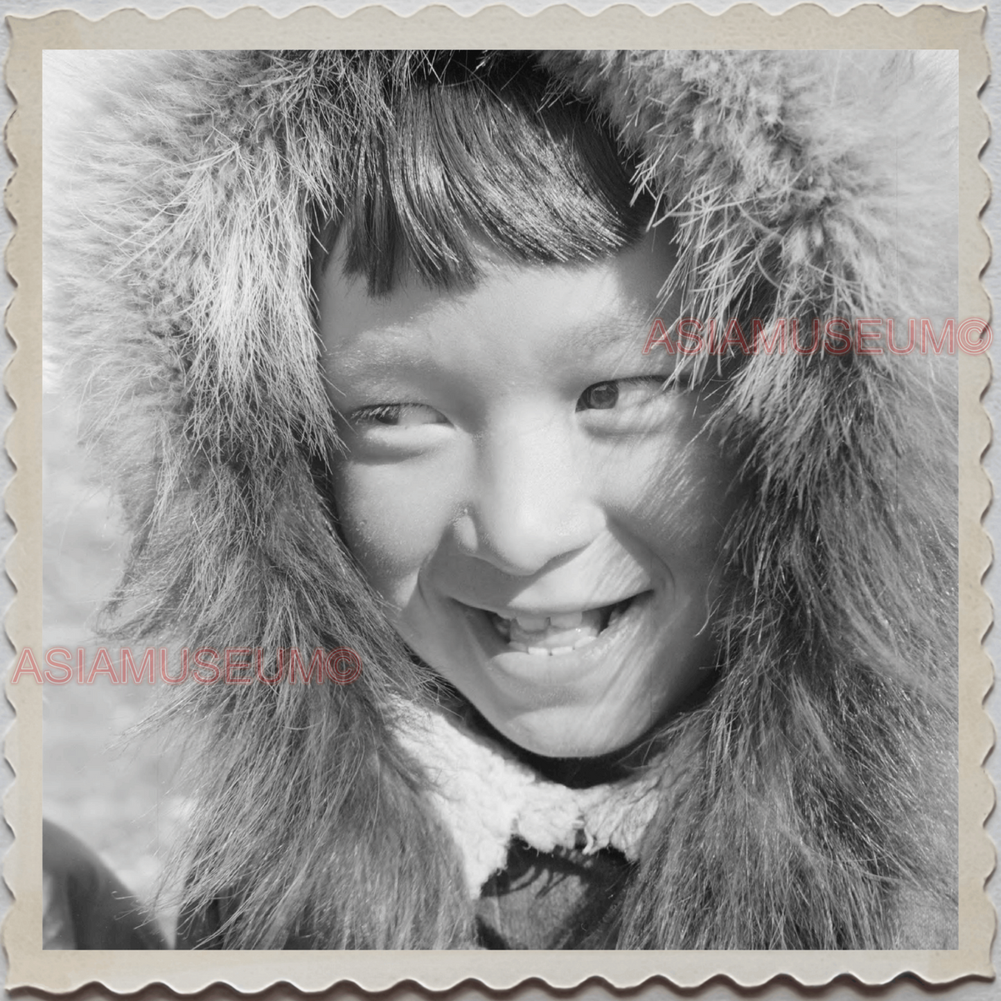 50s UTQIAGVIK NORTH SLOPE BARROW ARCTIC ALASKA BOY PORTRAIT OLD USA Photo 7972