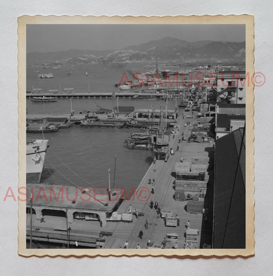 KOWLOON SEA PORT SHIP HARBOR PIER FERRY B&W Vintage Hong Kong Photo 27352 香港旧照片