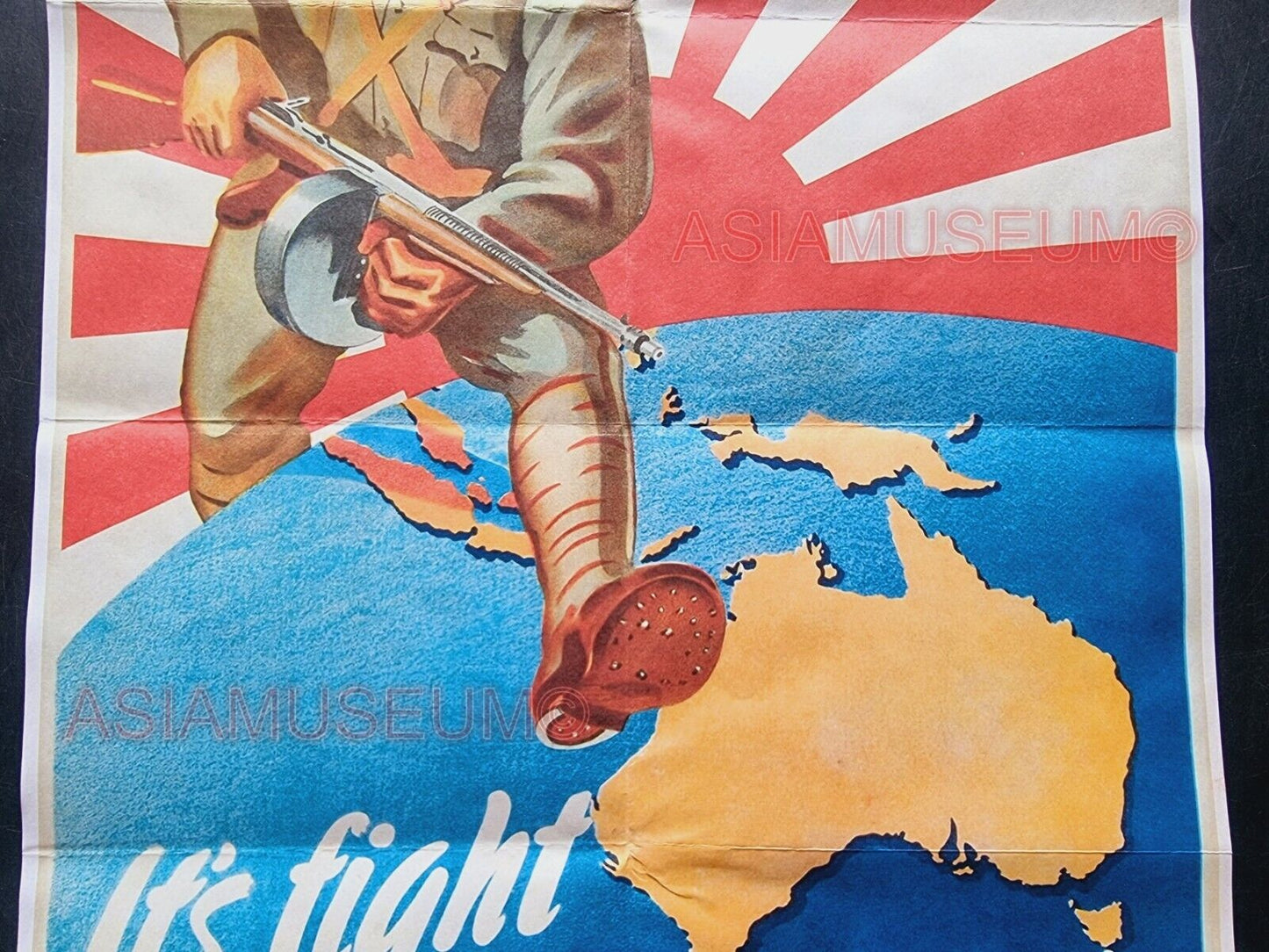 1943 WW2 AMERICA USA AUSTRALIA ASIA PACIFIC WAR FIGHT JAPAN  PROPAGANDA POSTER