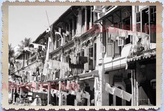 WW2 BRITISH HOUSING BUILDING LAUNDRY BALCONY SHOP VINTAGE SINGAPORE PHOTO 34769