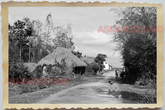 50s Vietnam SAIGON JUNGLE VILLAGE HUT HOUSE CAMP CHILDREN  Vintage Photo 1640