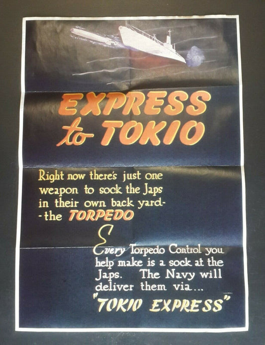 1943 WW2 USA AMERICA TORPEDO NAVY SUBMARINE JAPAN PACIFIC WAR PROPAGANDA POSTER