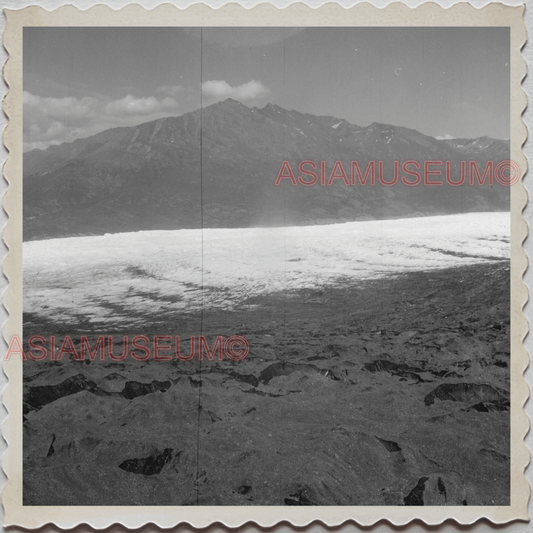 50s ALASKA AERIAL VIEW MOUNTAIN HILL GLACIER PLANE SKY VINTAGE USA Photo 11831