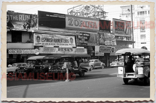 50s PHILIPPINES MANILA STREET SHOP ADVERTISEMENT CAR TRAFFIC Vintage Photo 27792