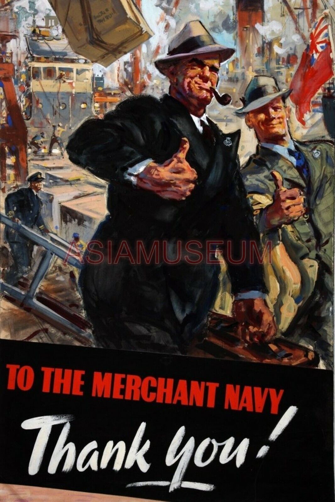 1942 WW2 USA AMERICA UK BRITAIN BRITISH NAVY MERCHANT SHIP SAILOR CARGO Postcard