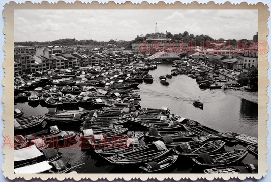 WW2 BOAT SHIP CAR CARGO CLARK QUAY PORT TRANSPORT RIVER SINGAPORE PHOTO 35152