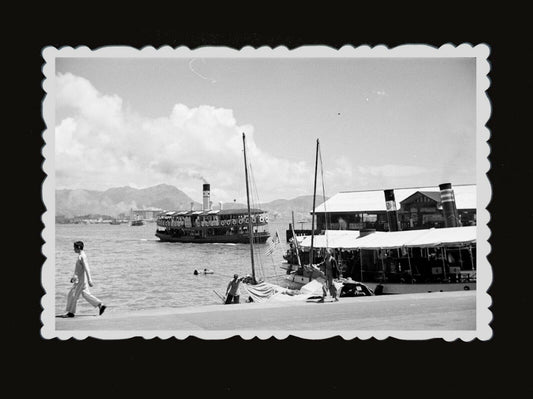 1940s FERRY STEAM BOAT SHIP PIER VICTORIA HARBOR Old Hong Kong Photo 香港老照片 #766