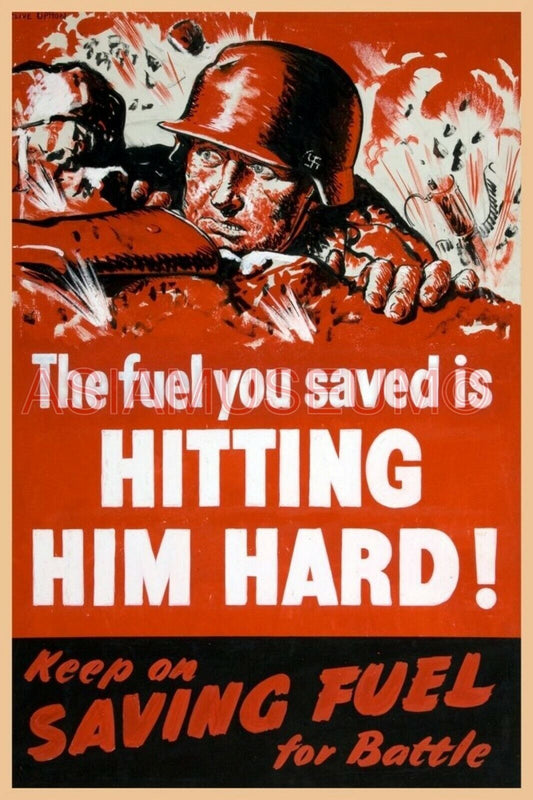 1941 WW2 USA AMERICA MARINES SAVING FUEL WAR SOLDIER NAVY PROPAGANDA Postcard