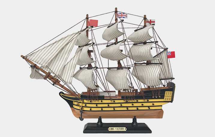 24" HMS VICTORY BRITISH GREAT BRITAIN EMPIRE COLONY FLAG Wood Vintage Model Ship