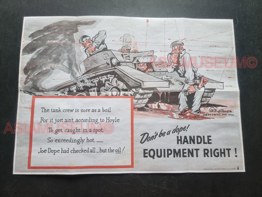 1943 WW2 USA GI JOE WAR HANDLE EQUIPMENT RIGHT TANK WEAPON PROPAGANDA POSTER 575