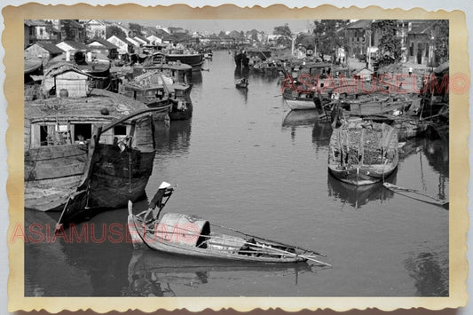 50s Vietnam SAIGON HO CHI MINH MEKONG RIVER BOAT HOUSE PIER Vintage Photo #1429