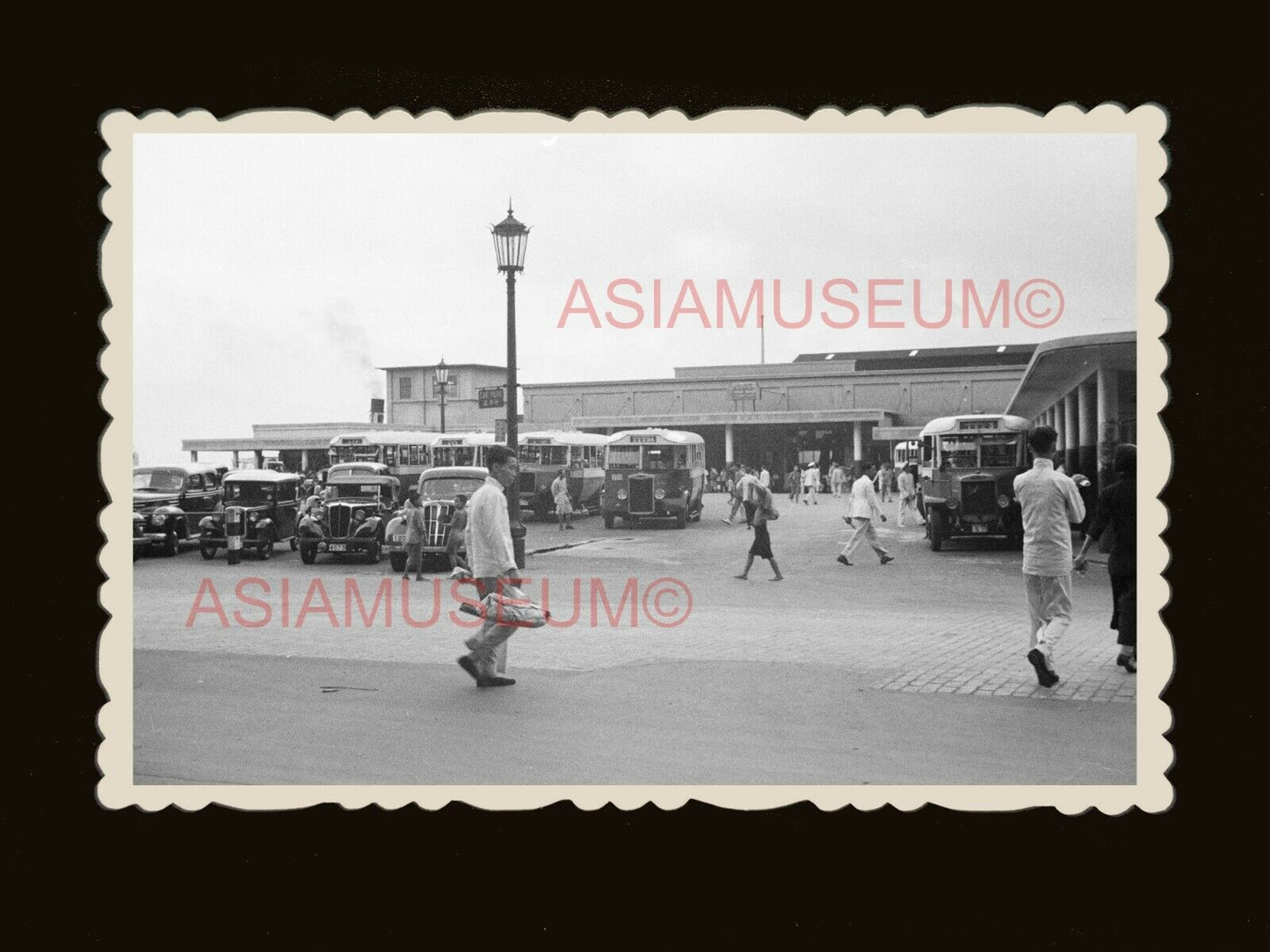 1940s Jordan Road Kowloon Harbor Bus Car Boy Vintage Hong Kong Photo 香港旧照片 #1929