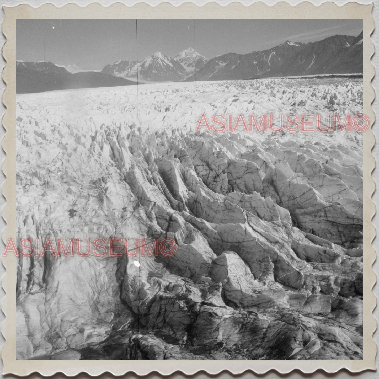 50s ALASKA AERIAL VIEW MOUNTAIN HILL GLACIER PLANE SKY VINTAGE USA Photo 11626