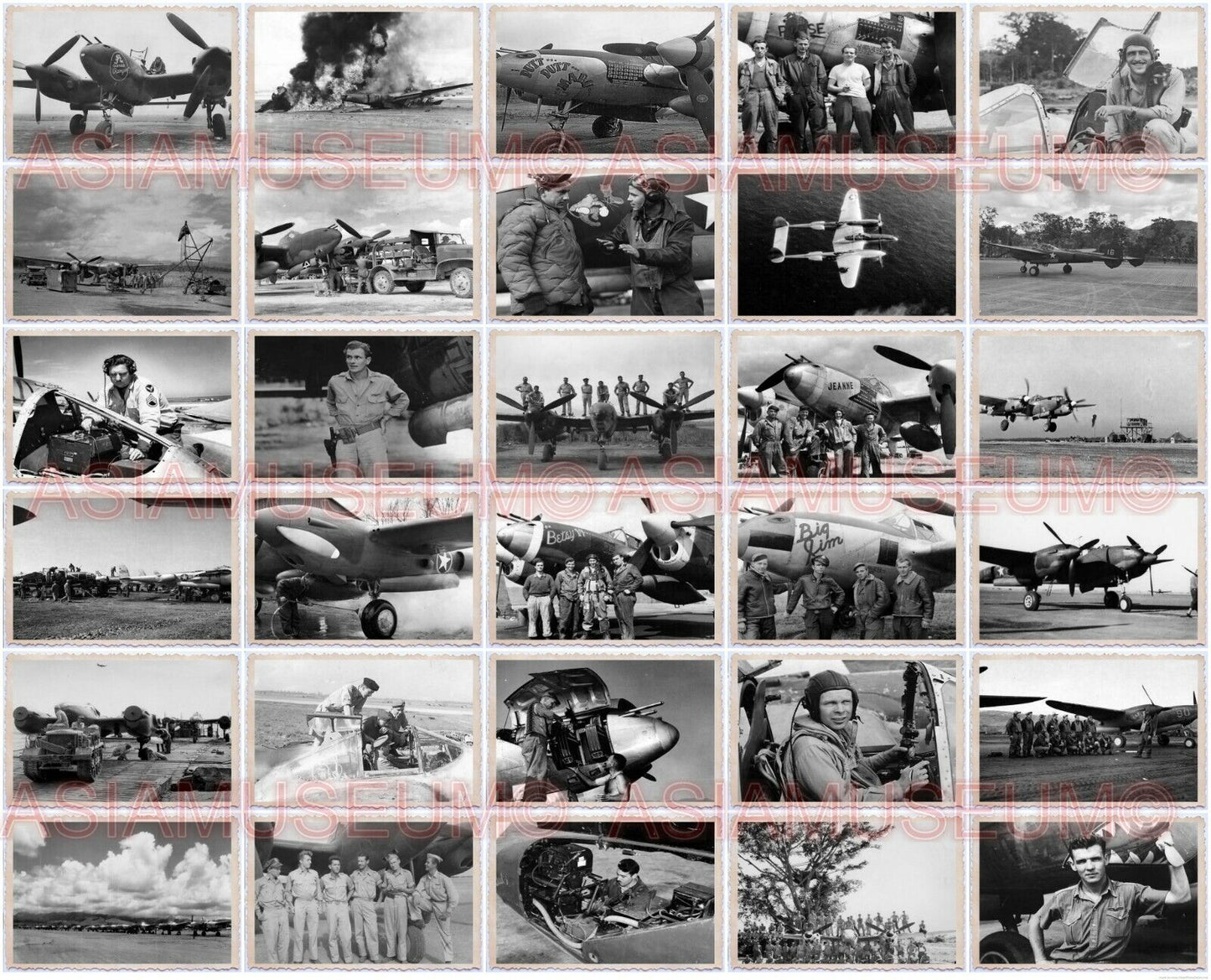 341pcs WW2 USA P-38 P38 Aircraft Plane Fighter Carrier Navy Pilot Vintage Photo