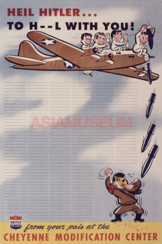 1942 WWii USA AMERICA CARTOON D-DAY FUNNY AIRCRAFT PLANES BOMBER WAR ii Postcard