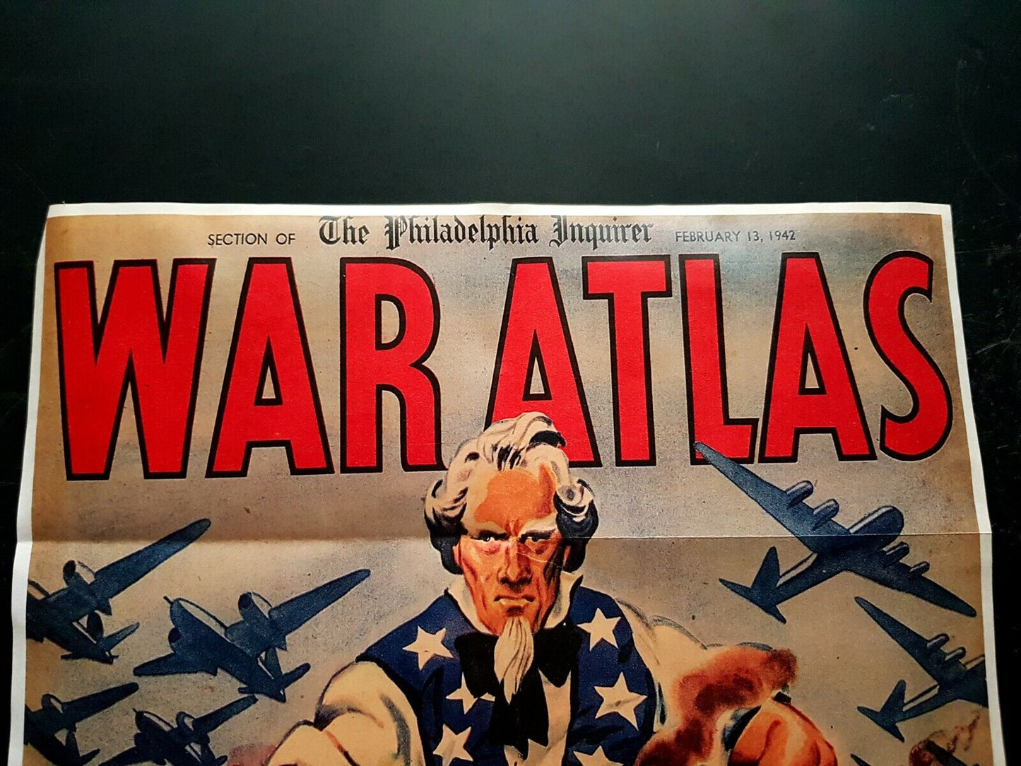 1941 WW2 USA AMERICA WAR ATLAS TANK GUNS AIRCRAFT WARSHIP MAPS PROPAGANDA POSTER