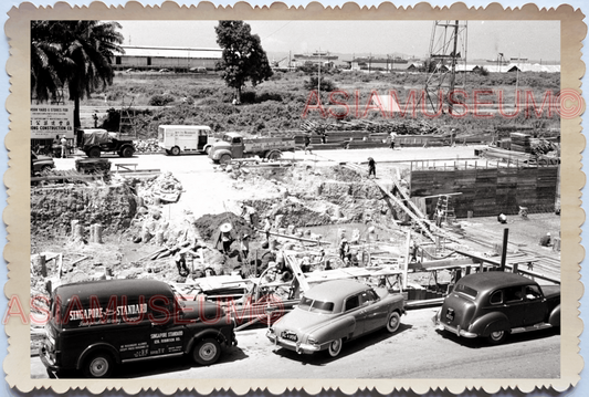 WW2 British Construction Site Car Piling Shop War Vintage Singapore Photo 28356