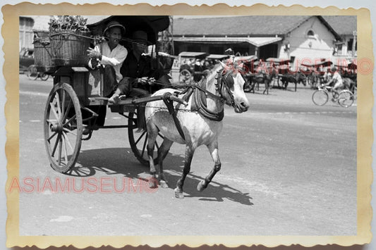 50s Indochina Vietnam Ho Chi Minh Street Scene Horse Chariot Vintage Photo #588