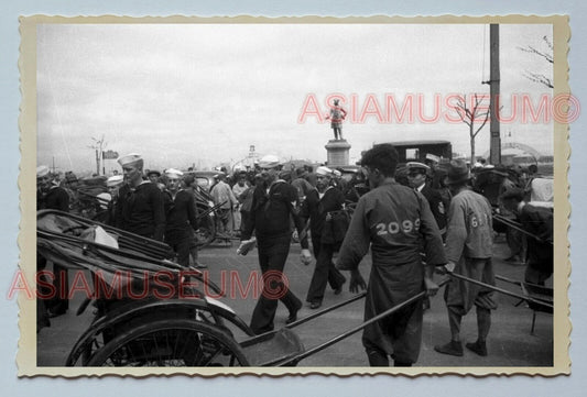 WW2 SAILOR RICKSHAW STREET SCENE Vintage China Shanghai Photo #3316 中国上海老照片