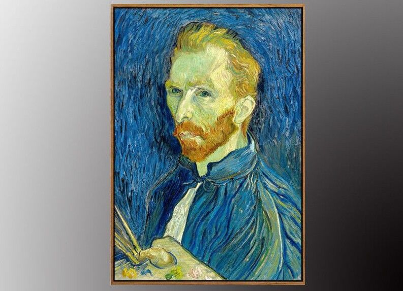 VAN GOGH Self-Portrait Oil Painting Canvas Art Print 50x70cm WITH Gold FRAMED