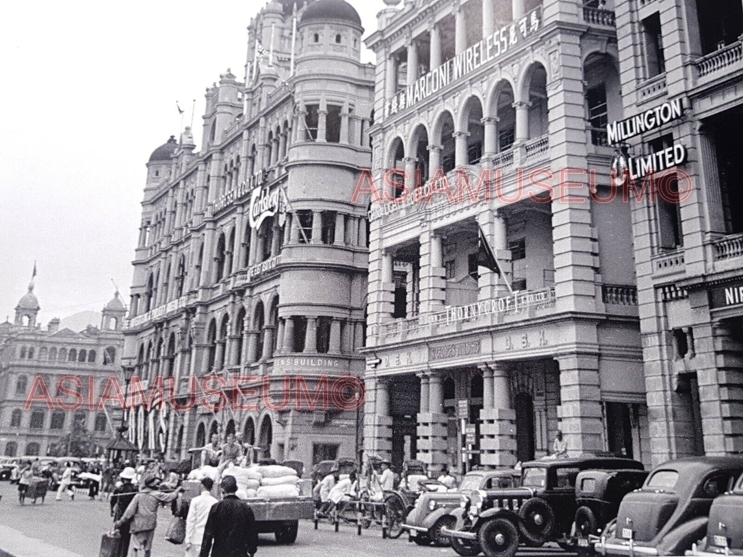 40's Large HONG KONG STAR FERRY TERMINAL WATERFRONT ROAD Old Vintage Photo 香港老照片