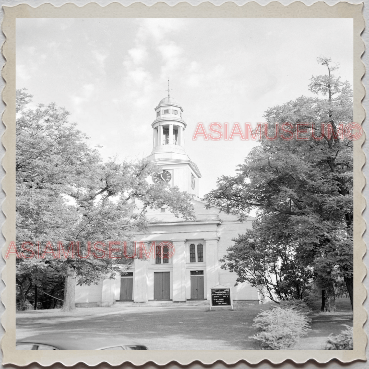 50s ROCKPORT KNOX COUNTY MAINE First Congregational Church OLD BW USA Photo 9400