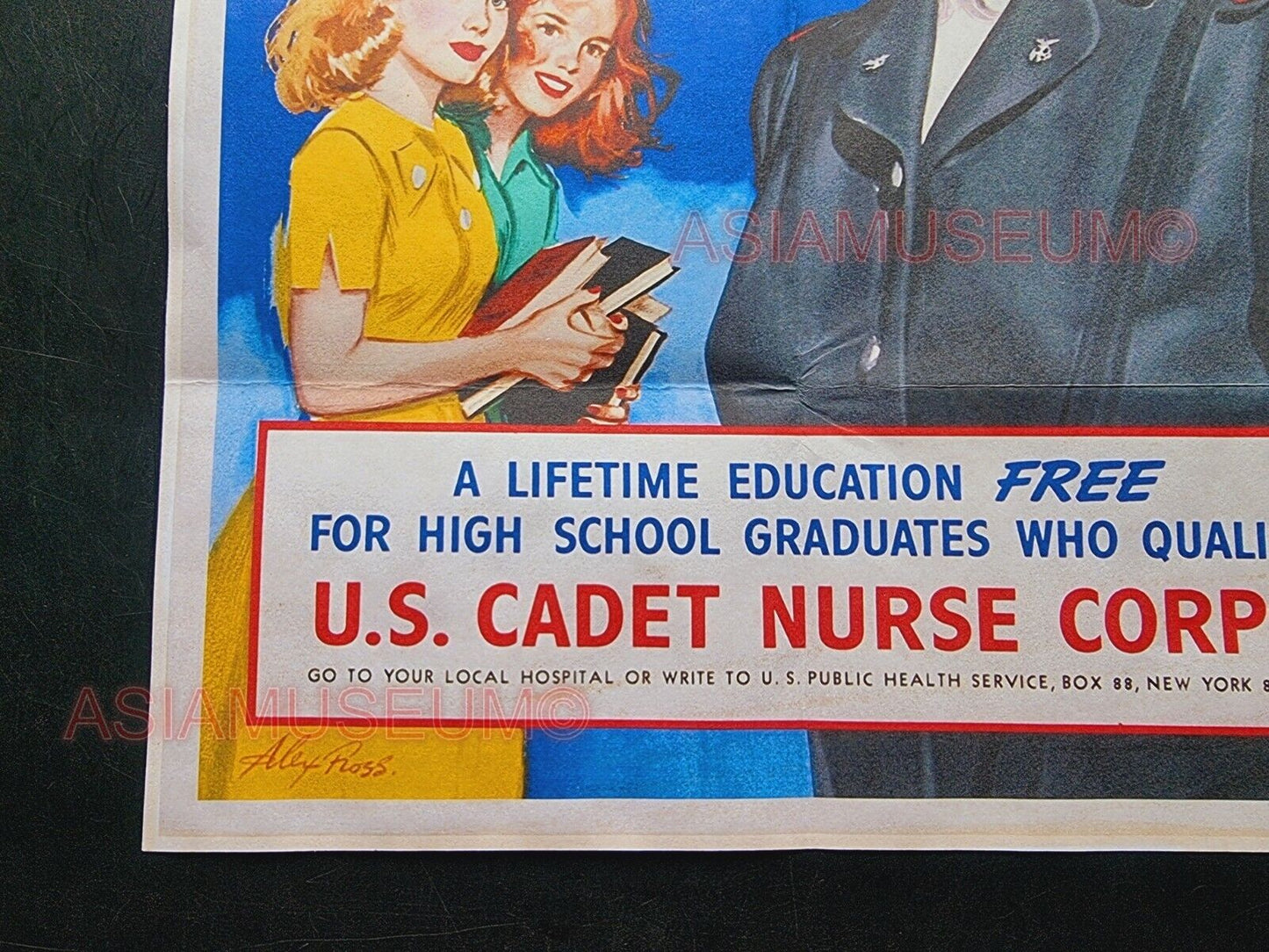 1943 WW2 AMERICA USA WOMEN CADET NURSE CORPS LADY UNIFORM WAR  PROPAGANDA POSTER