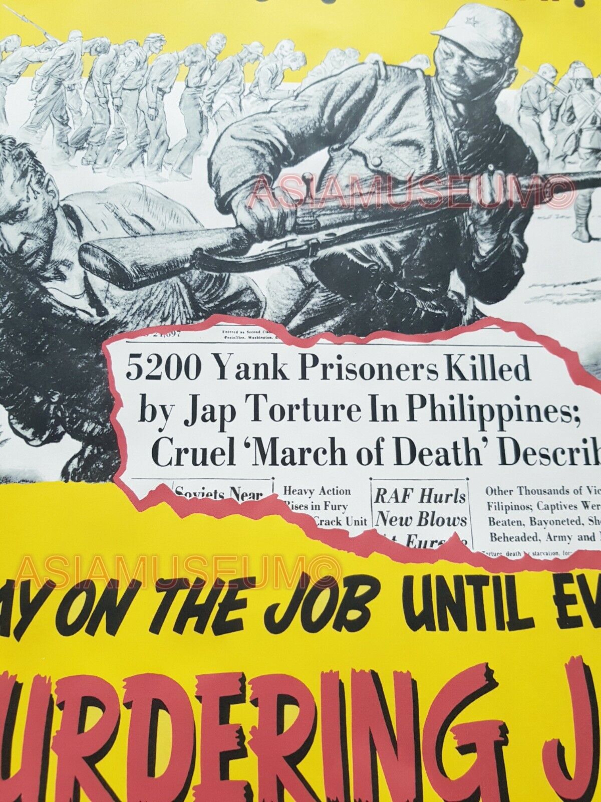 1943 USA JAPAN ARMY SOLDIER BATAAN DEATH MARCH PHILIPPINES WAR PROPAGANDA POSTER