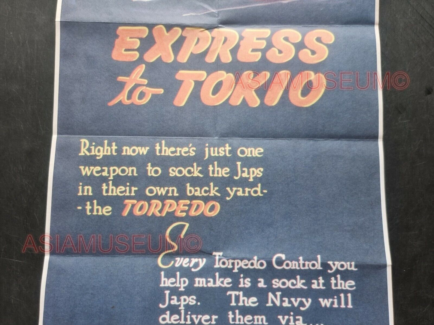 1944 WW2 USA AMERICA TOKYO SUBMARINE SHIP NAVY TORPEDO WARSHIP PROPAGANDA POSTER