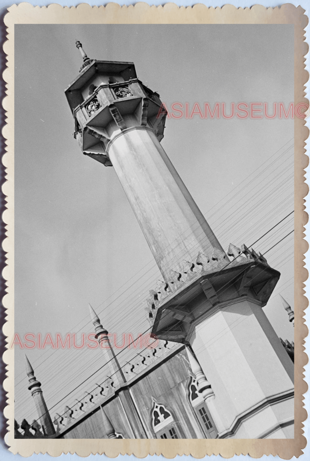 WW2 MASJID SULTAN MOSQUE ARAB STREET SCENE TOWER PRAY B&W Singapore Photo 18958