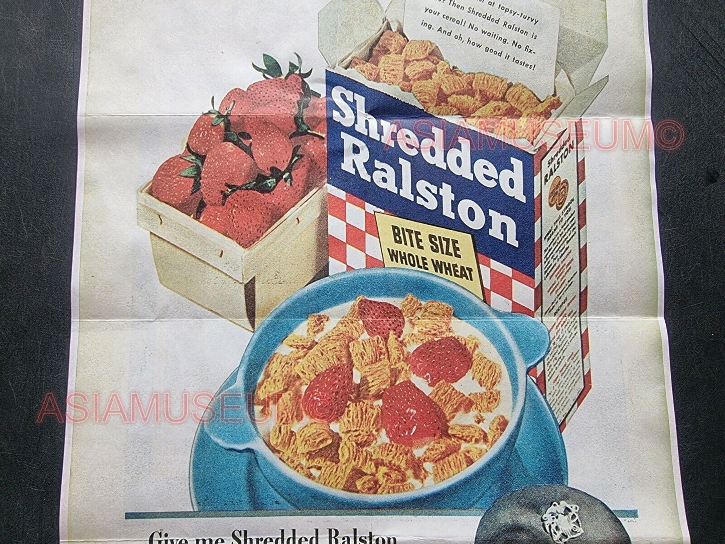 1944 WW2 USA AMERICA FOOD AMMUNITION CEREAL SHREDDED RALSTON PROPAGANDA POSTER