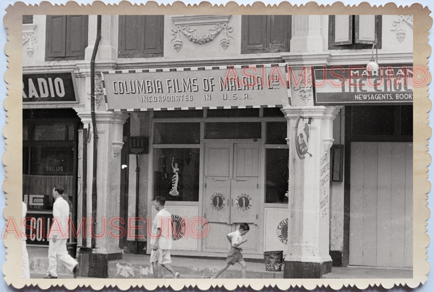 WW2 War Columbia Films of Malaya USA Sign Colonial Shop Ad Singapore Photo 17843