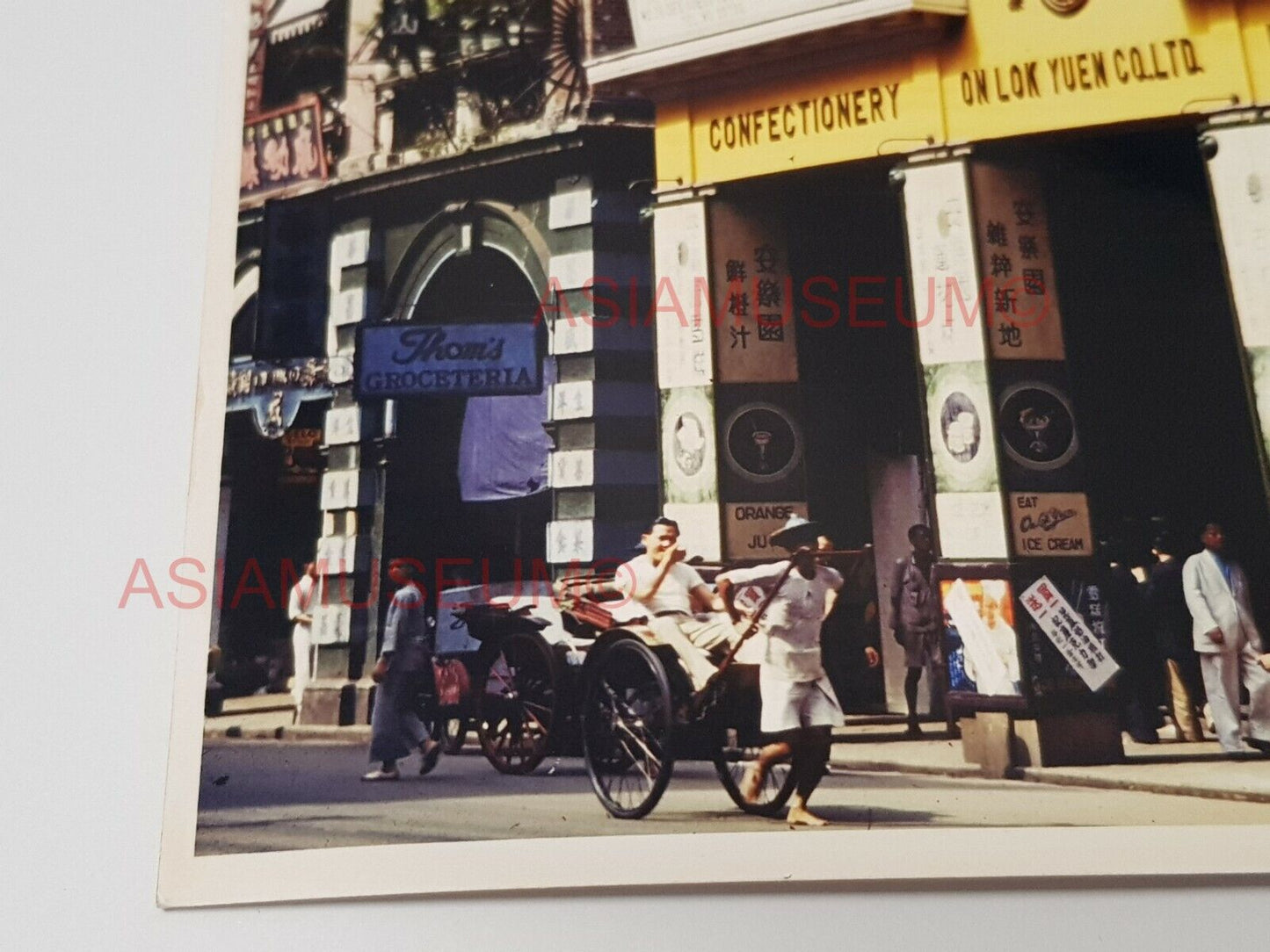 50s Des Voeux Road Central Rickshaw Street Vintage Hong Kong Photo Postcard RPPC