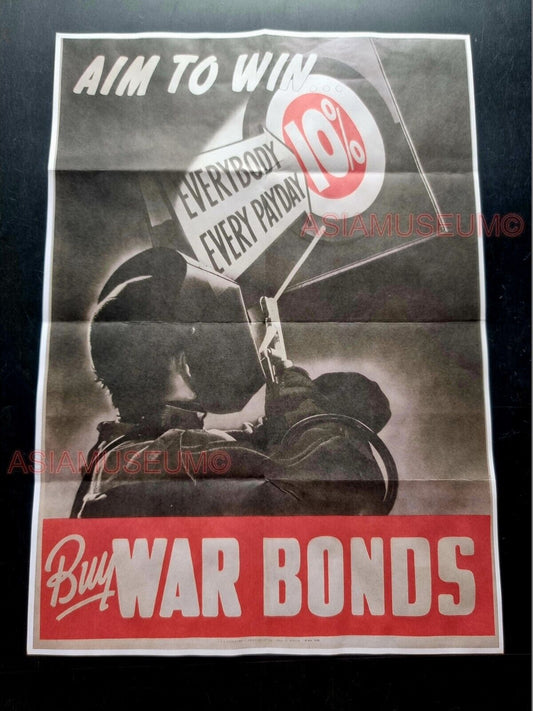 1943 WW2 USA AMERICA BUY WAR BONDS AIM TO WIN PAYDAY ARMY PROPAGANDA POSTER 524