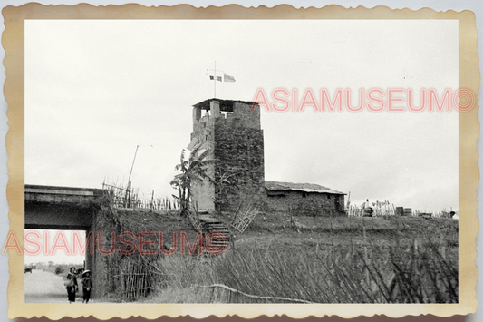 40s WW2 Vietnam INDOCHINA WAR FRENCH FORTRESS BRIDGE TOWER Vintage Photo 27447