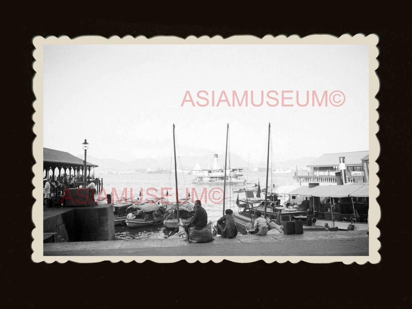 40's Star Ferry Terminal Boat Ship Harbor Kowloon Hong Kong Photo 香港旧照片 #1962