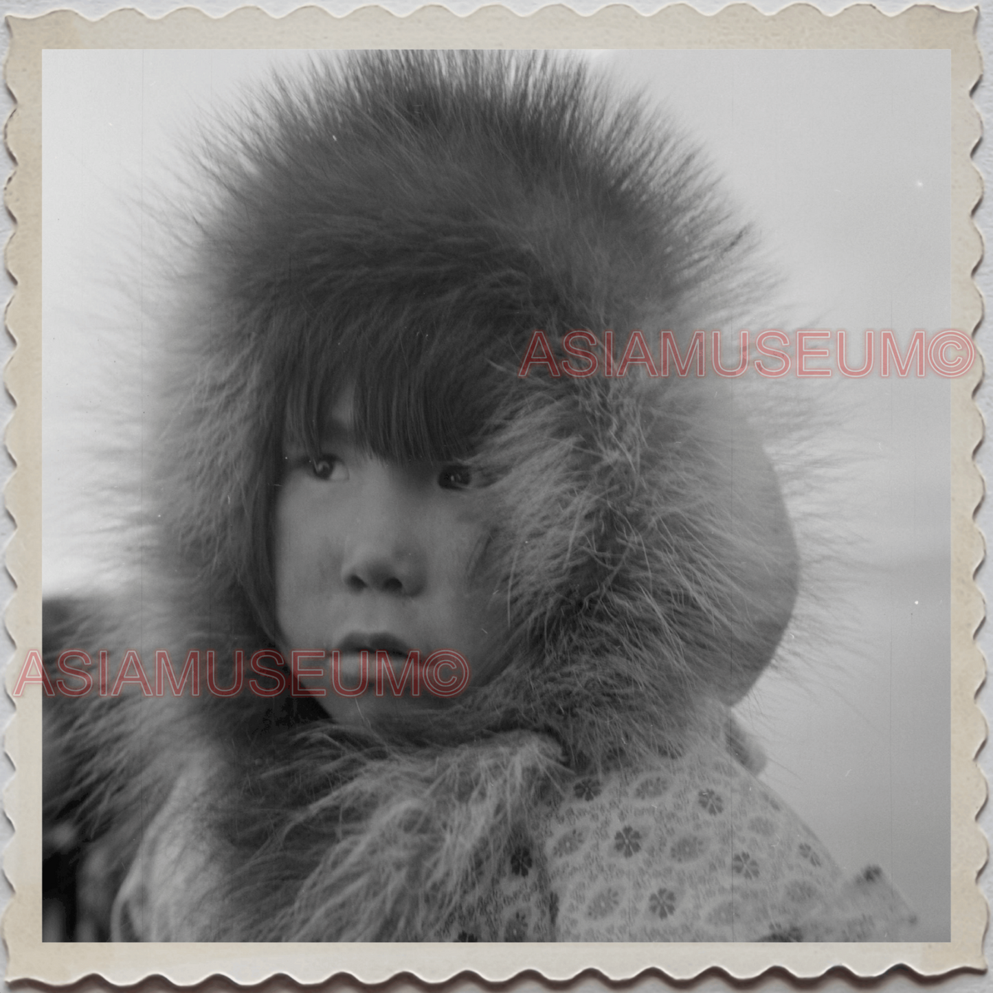 50s UTQIAGVIK NORTH SLOPE BARROW ARCTIC ALASKA BOY PORTRAIT OLD USA Photo 10688