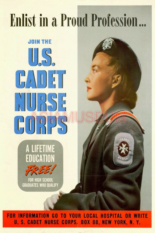 1943 WW2 USA AMERICA CADET NURSE CORPS WOMEN LADY WAR ARMY PROPAGANDA Postcard