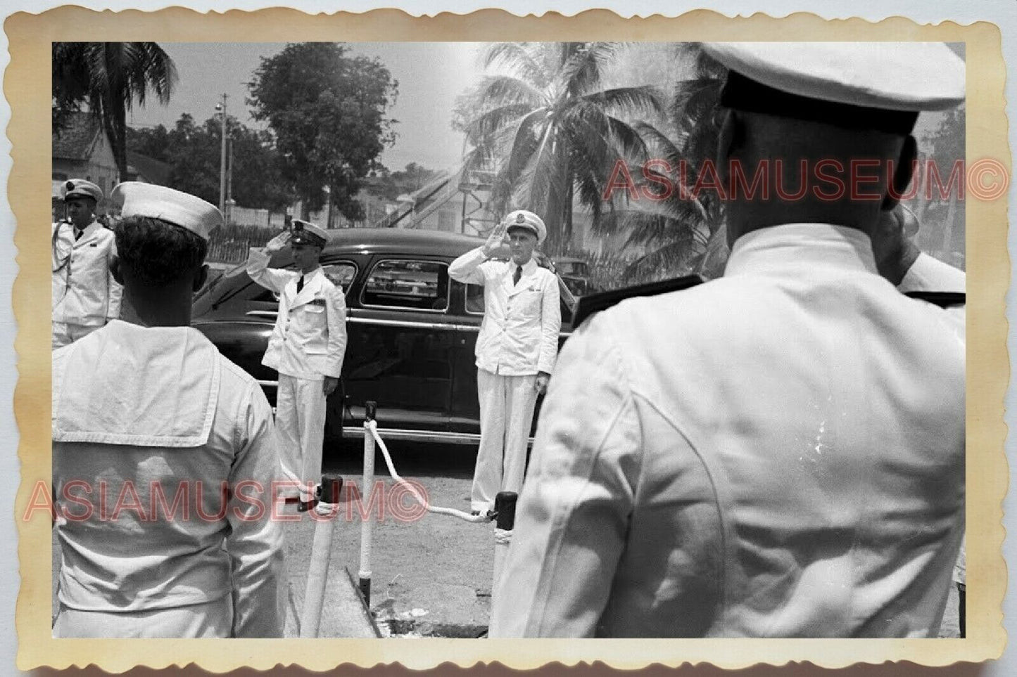 50s Vietnam War Saigon Ho Chi Minh Navy Warship Car Salute  Vintage Photo 1003