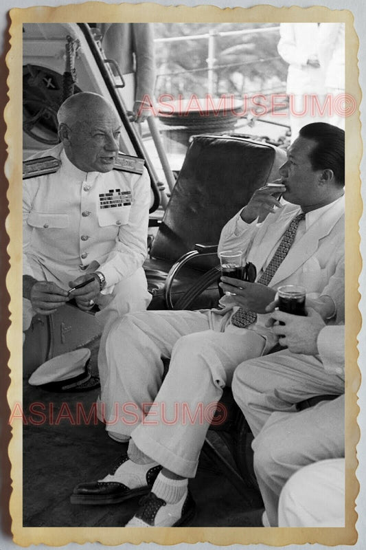 50s Vietnam SAIGON NAVY WARSHIP GENERAL BAO DAI SAILOR CRUISE Vintage Photo 400