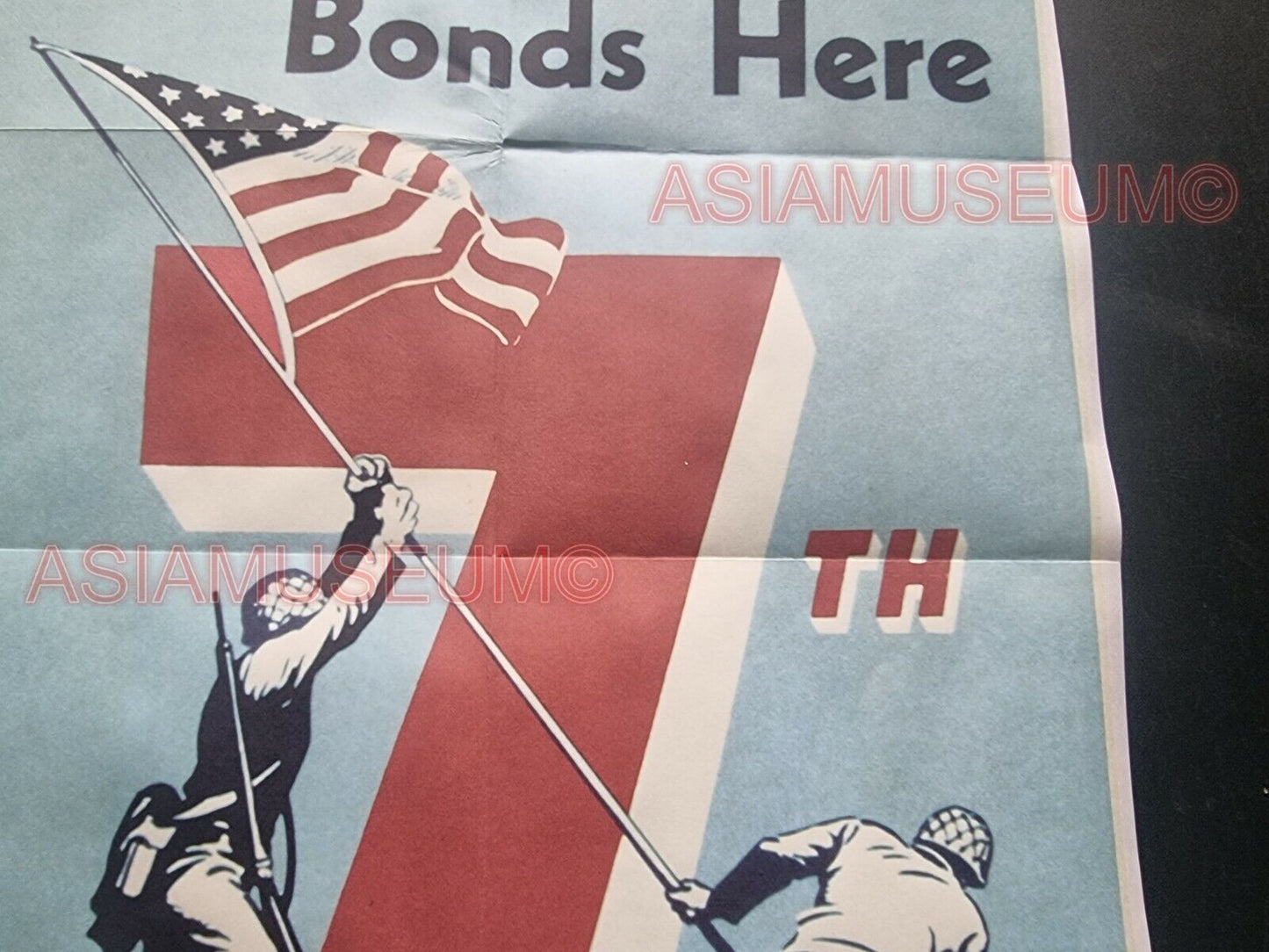 1941 WW2 USA AMERICA BUY WAR BOND SOLDIER ARMY IWO JIMA FLAG PROPAGANDA POSTER