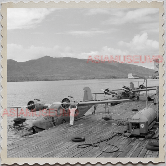 50s KETCHIKAN BOROUGH ALASKA TOTEM POLE SEAPLANE HARBOR VINTAGE USA Photo 10628